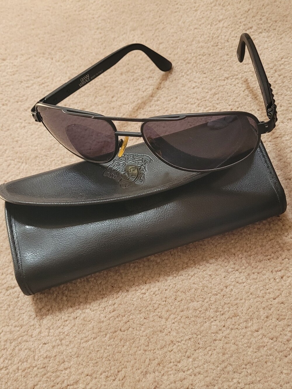 Versace Men’s Black Aviator Sunglasses